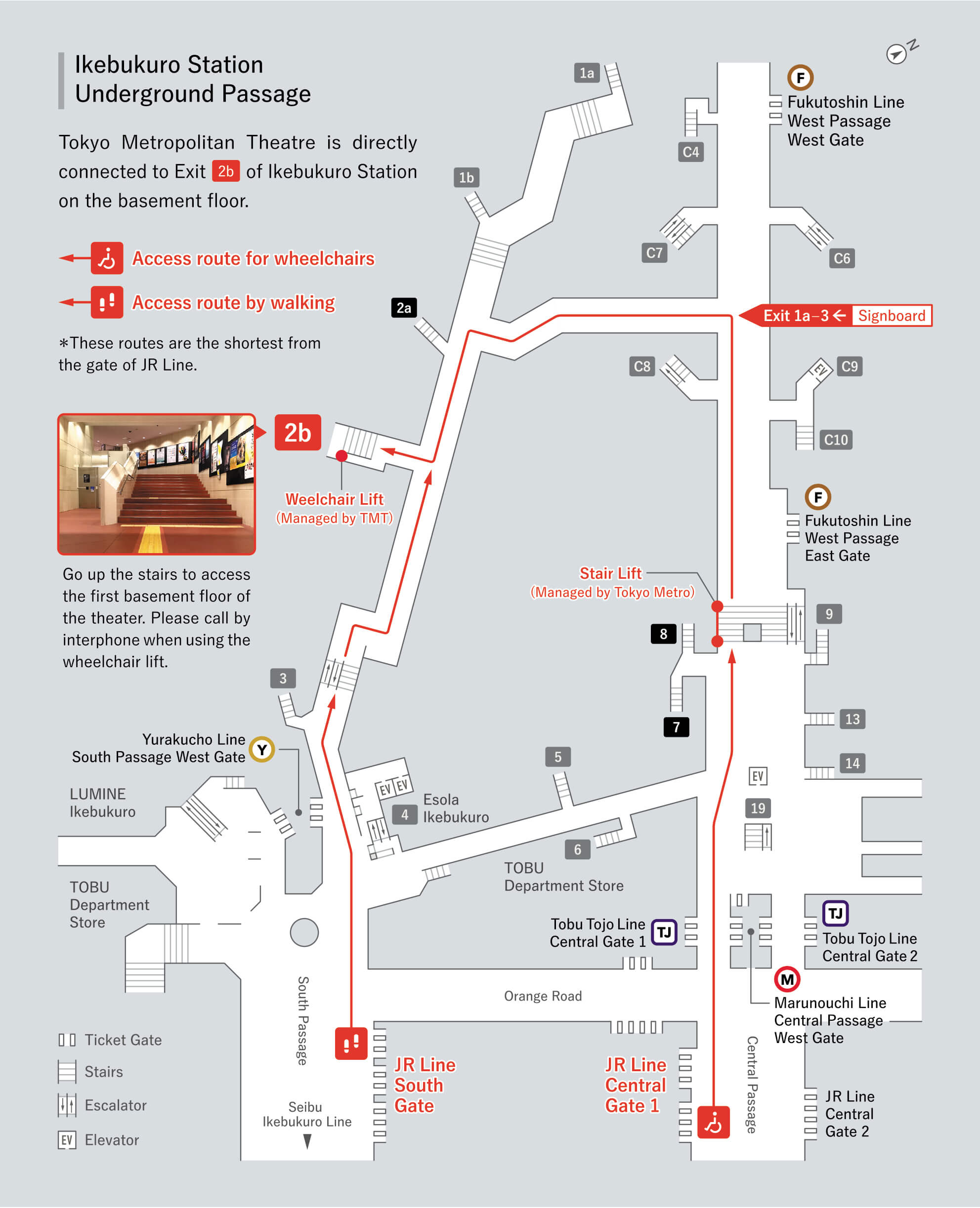 Ikebukuro Station West Exit Underground Map (Route map to underground passage 2b)