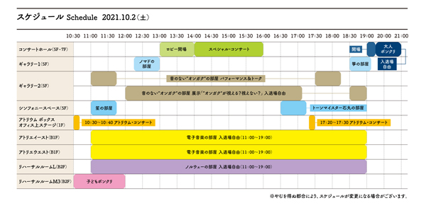 ボンクリ・フェス2021　“Born Creative” Festival 2021　スケジュール